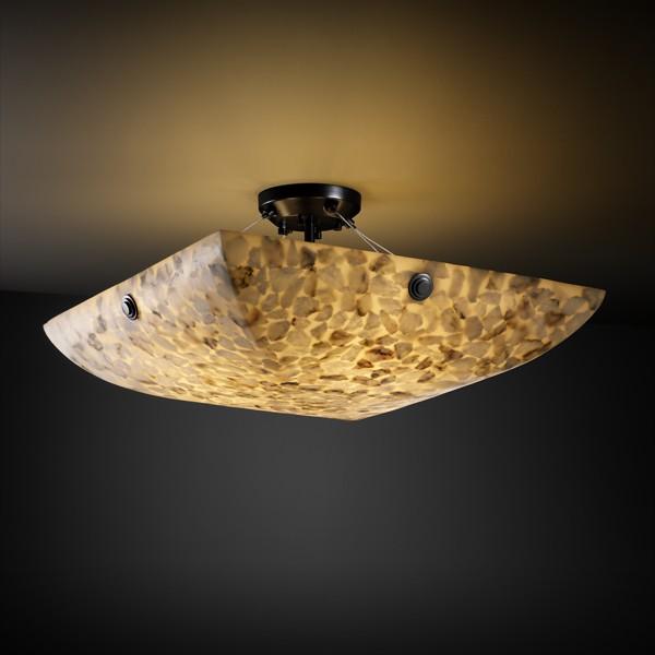 48" Semi-Flush Bowl w/ Pair Square Finials