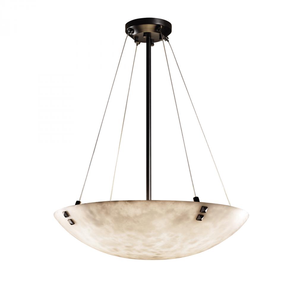 24" LED Pendant Bowl w/ Pair Square w/ Points Finials