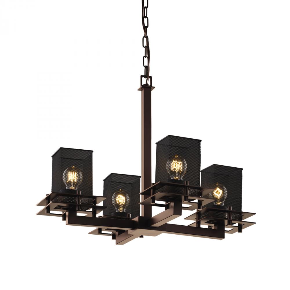 Metropolis 4-Light Chandelier - Uplight (2 Flat Bars)