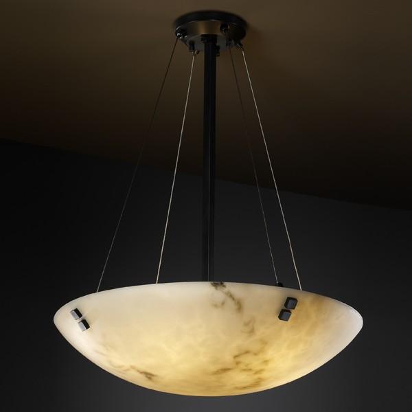 36" LED Pendant Bowl w/ Pair Square w/ Points Finials