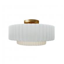 Justice Design Group CER-6373-WTWT-BRSS - Medium Tier Pleated Semi-Flush