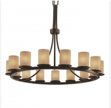 Justice Design Group FSN-8716-10-ALMD-DBRZ - Dakota 21-Light 1-Tier Ring Chandelier