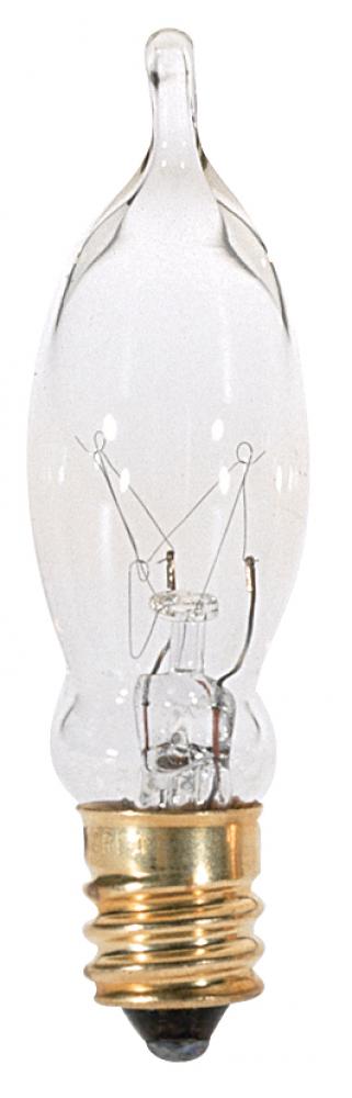 7.5 Watt CA5 Incandescent; Clear; 1500 Average rated hours; 40 Lumens; Candelabra base; 120 Volt