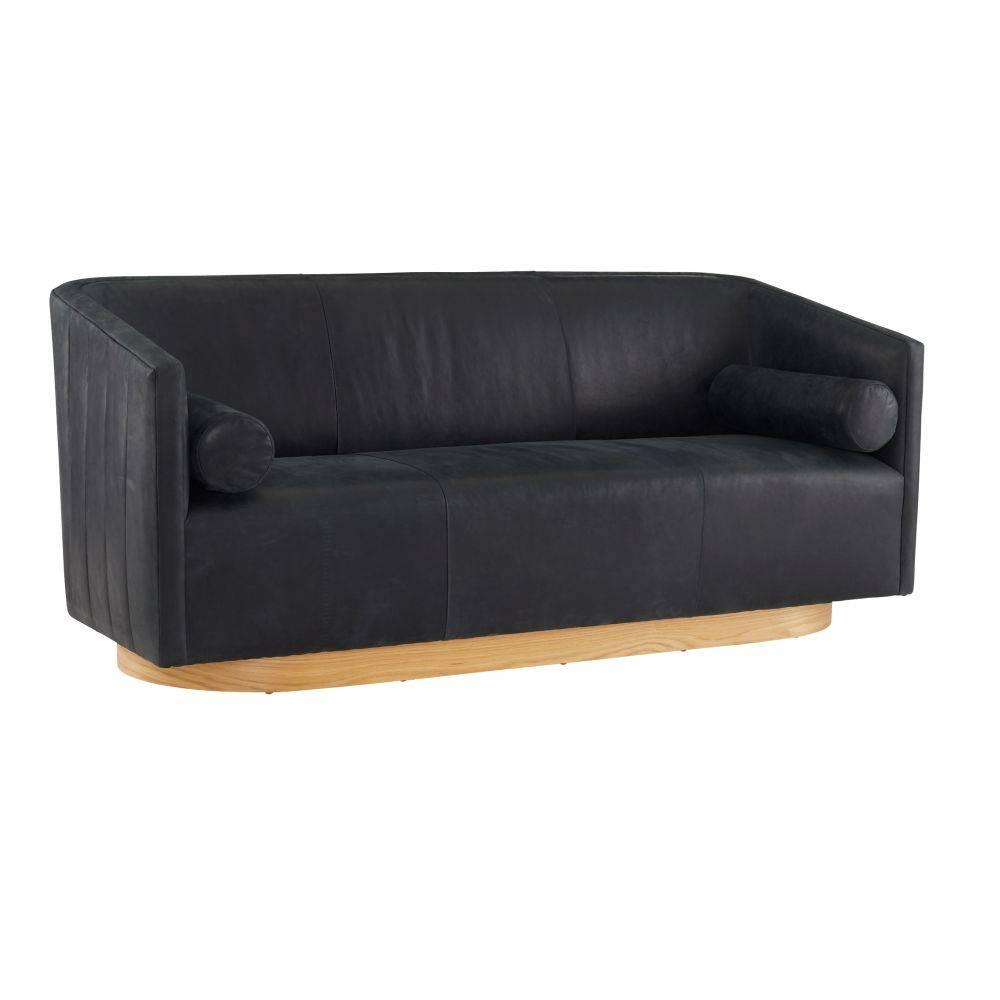 Huxley Sofa Noir Leather White Oyster