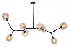 Bethel International MA11XBLK-AMB - Chandelier Iron & Glass