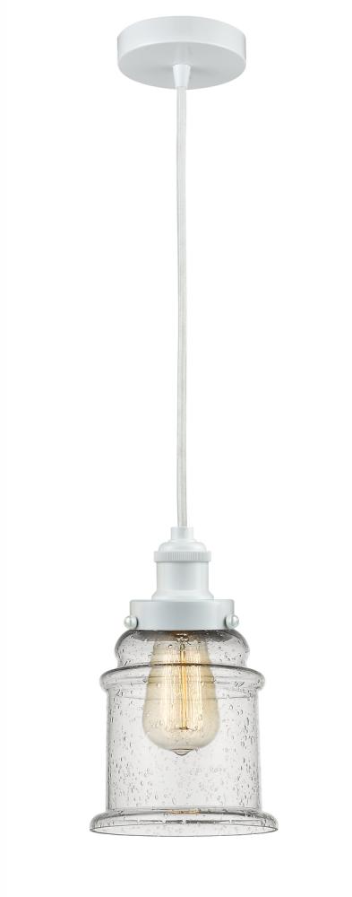 Edison - 1 Light - 8 inch - White - Cord hung - Mini Pendant