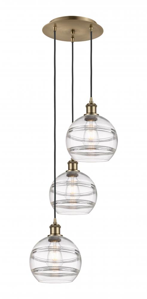 Rochester - 3 Light - 15 inch - Antique Brass - Cord hung - Multi Pendant