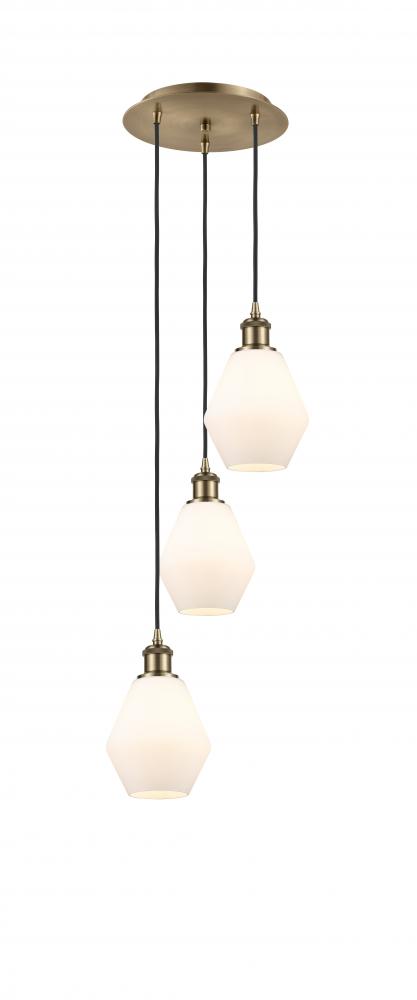 Cindyrella - 3 Light - 13 inch - Antique Brass - Cord Hung - Multi Pendant