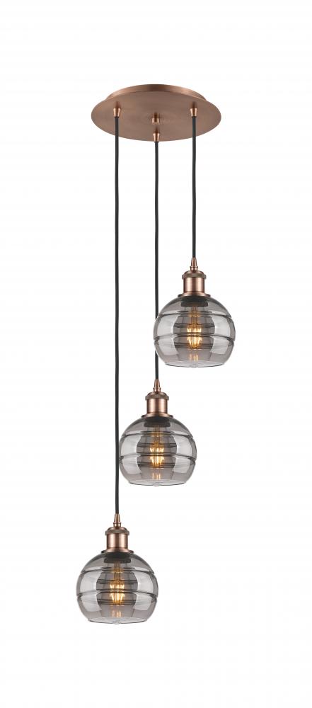 Rochester - 3 Light - 12 inch - Antique Copper - Cord hung - Multi Pendant