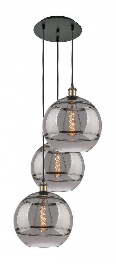 Rochester - 3 Light - 19 inch - Black Antique Brass - Cord Hung - Multi Pendant