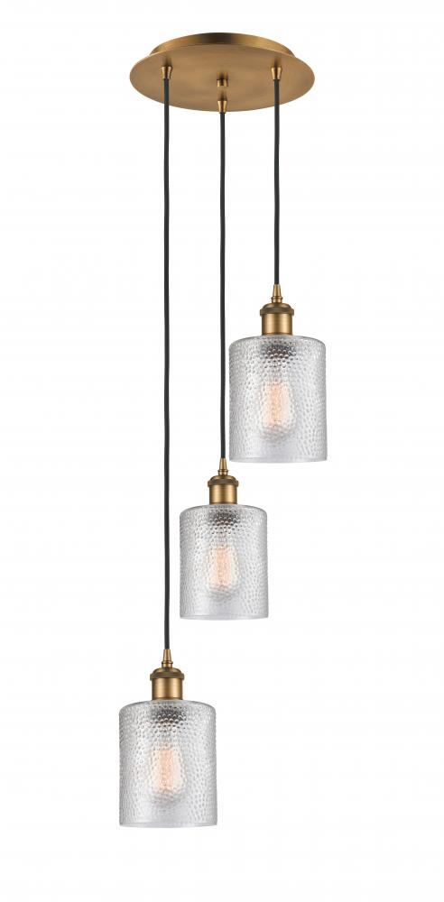 Cobbleskill - 3 Light - 12 inch - Brushed Brass - Cord Hung - Multi Pendant