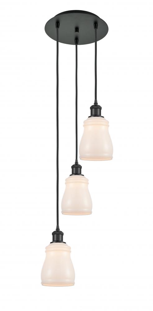 Ellery - 3 Light - 12 inch - Matte Black - Cord Hung - Multi Pendant