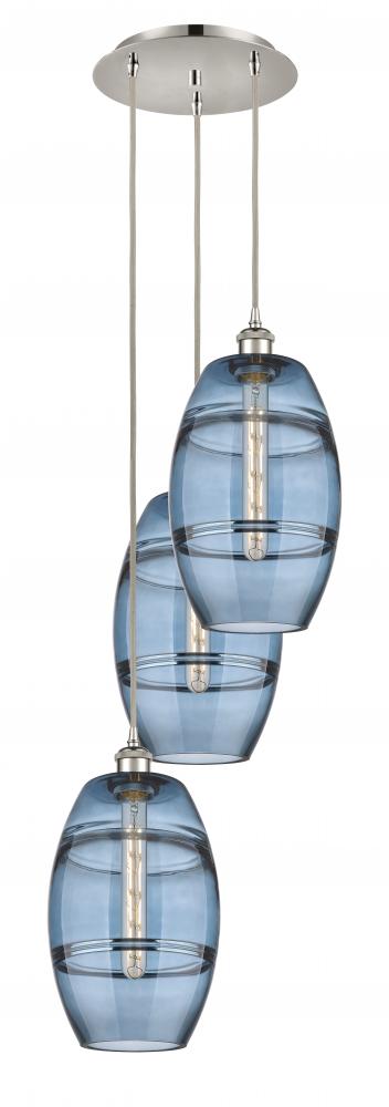 Vaz - 3 Light - 15 inch - Polished Nickel - Cord hung - Multi Pendant