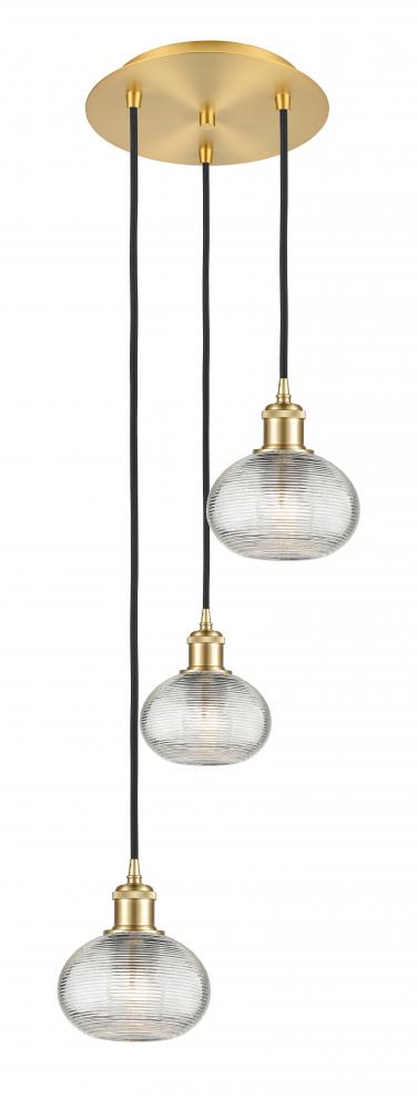 Ithaca - 3 Light - 13 inch - Satin Gold - Cord hung - Multi Pendant