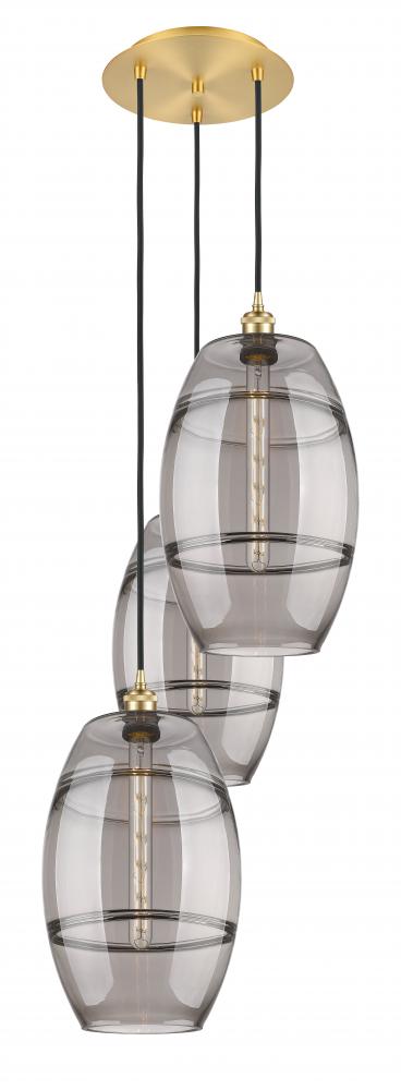 Vaz - 3 Light - 17 inch - Satin Gold - Cord hung - Multi Pendant