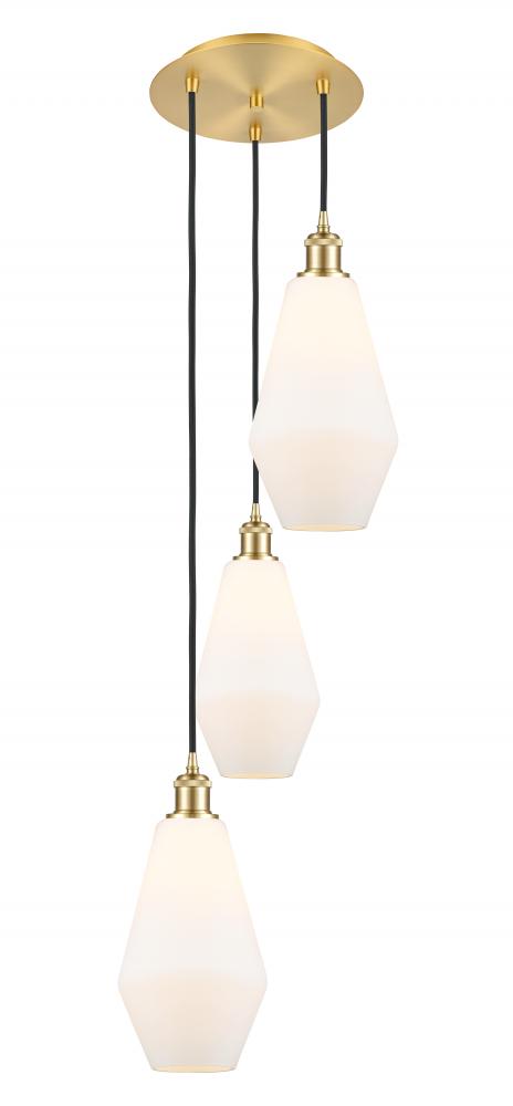 Cindyrella - 3 Light - 14 inch - Satin Gold - Cord Hung - Multi Pendant