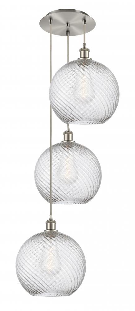 Athens Twisted Swirl - 3 Light - 18 inch - Brushed Satin Nickel - Cord hung - Multi Pendant