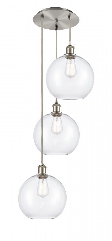 Athens - 3 Light - 17 inch - Brushed Satin Nickel - Cord Hung - Multi Pendant