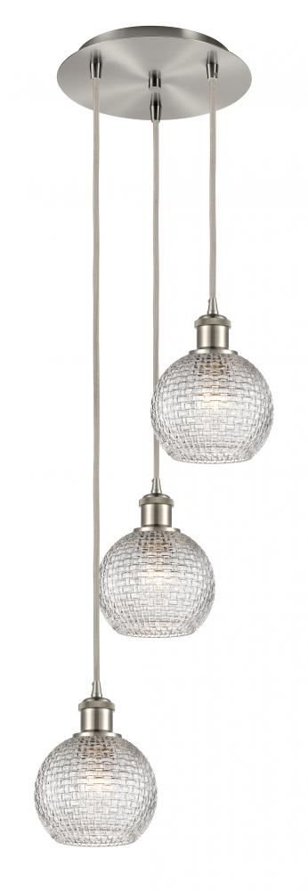 Athens - 3 Light - 12 inch - Brushed Satin Nickel - Cord Hung - Multi Pendant