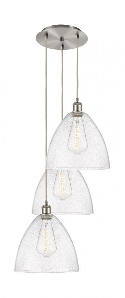 Bristol - 3 Light - 19 inch - Brushed Satin Nickel - Cord Hung - Multi Pendant