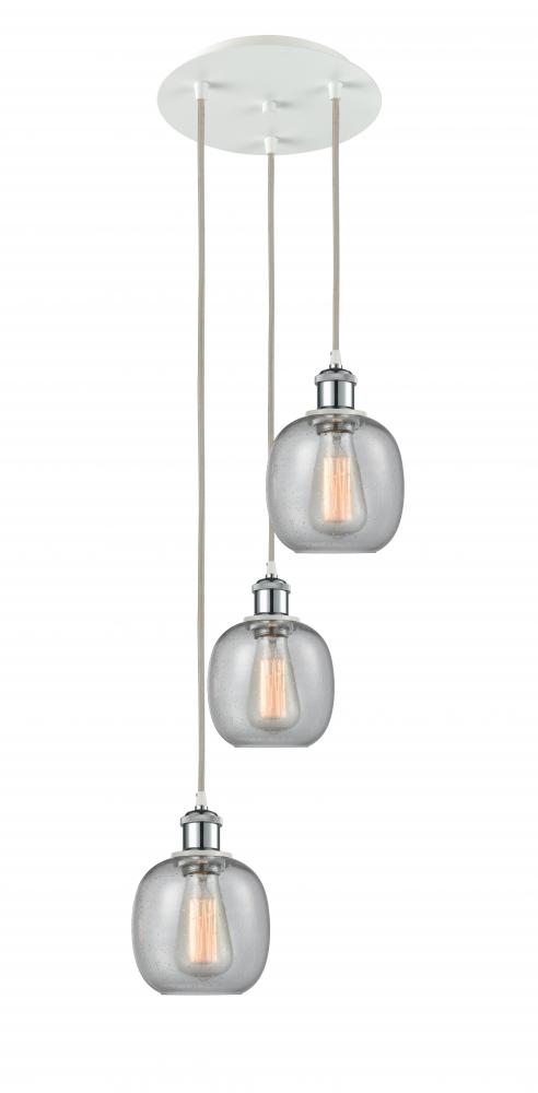 Belfast - 3 Light - 13 inch - White Polished Chrome - Cord Hung - Multi Pendant