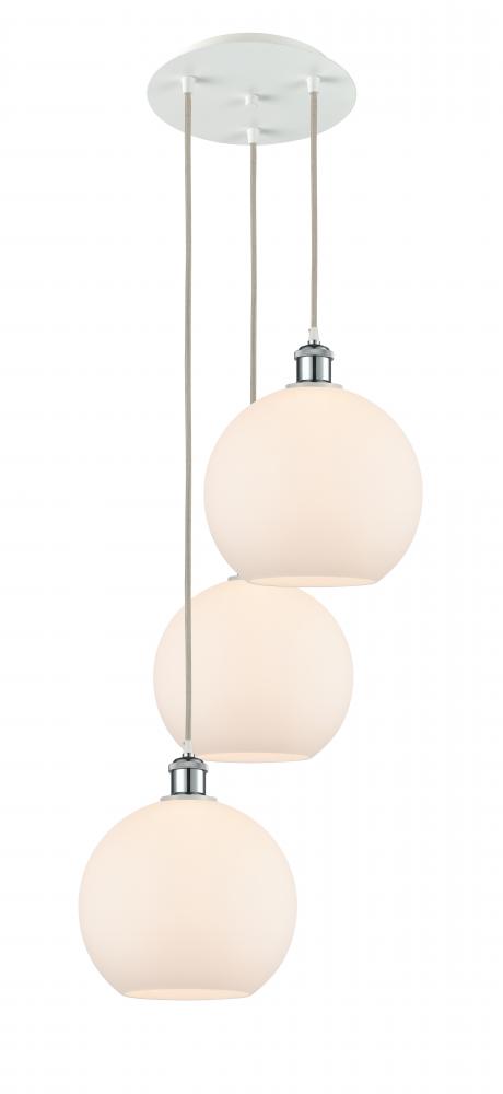 Athens - 3 Light - 17 inch - White Polished Chrome - Cord Hung - Multi Pendant