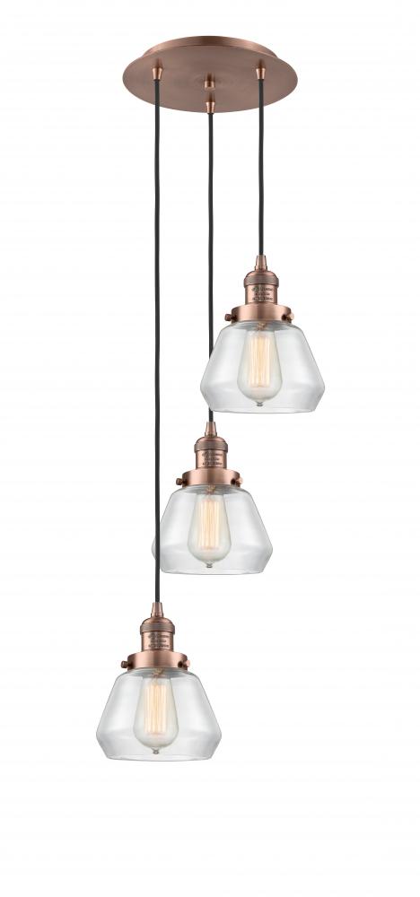 Fulton - 3 Light - 14 inch - Antique Copper - Cord hung - Multi Pendant