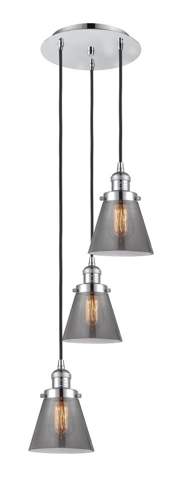 Cone - 3 Light - 13 inch - Polished Chrome - Cord hung - Multi Pendant