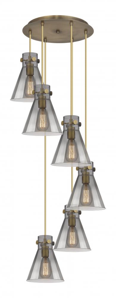 Newton Cone - 6 Light - 19 inch - Brushed Brass - Multi Pendant