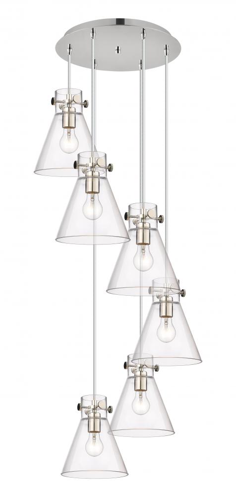 Newton Cone - 6 Light - 19 inch - Polished Nickel - Multi Pendant