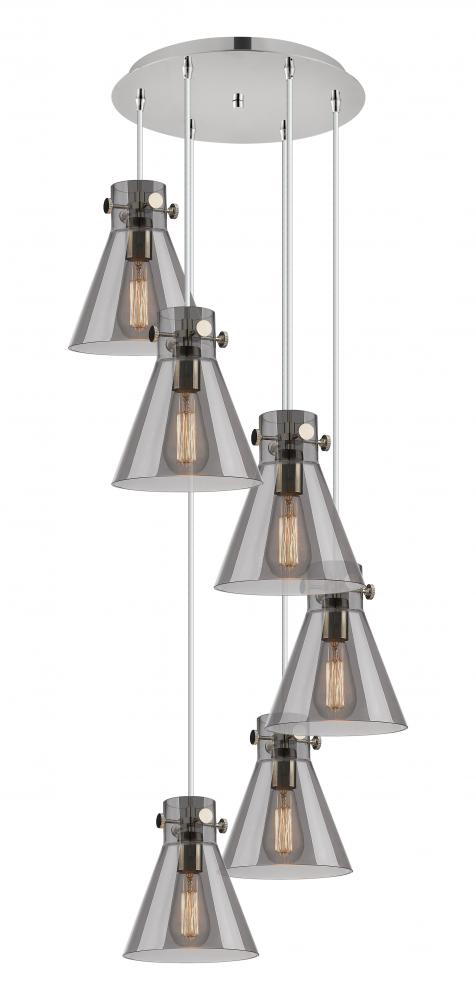 Newton Cone - 6 Light - 19 inch - Polished Nickel - Multi Pendant