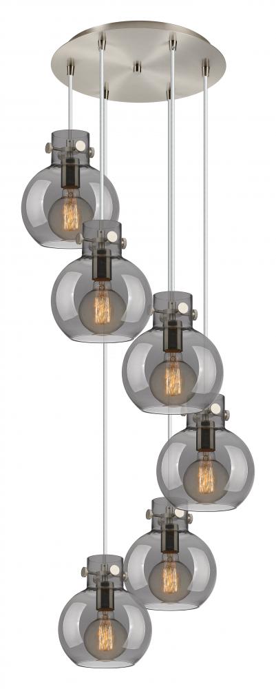 Newton Sphere - 6 Light - 19 inch - Brushed Satin Nickel - Cord hung - Multi Pendant