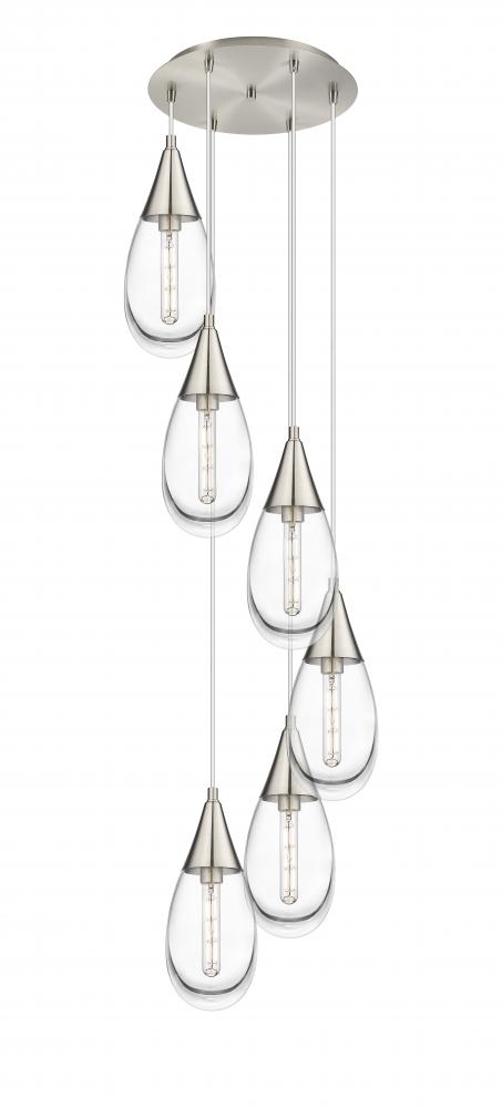 Malone - 6 Light - 17 inch - Brushed Satin Nickel - Multi Pendant