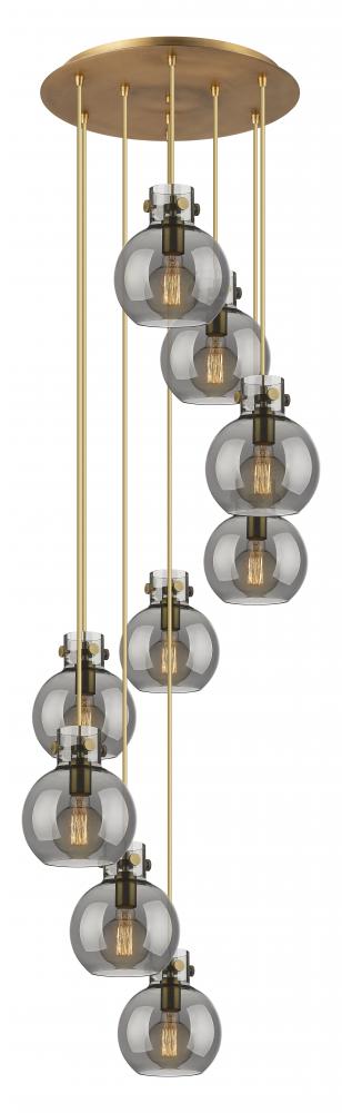 Newton Sphere - 9 Light - 22 inch - Brushed Brass - Cord hung - Multi Pendant