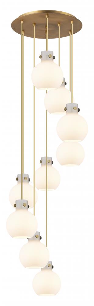 Newton Sphere - 9 Light - 22 inch - Brushed Brass - Cord hung - Multi Pendant