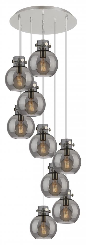 Newton Sphere - 9 Light - 22 inch - Polished Nickel - Cord hung - Multi Pendant