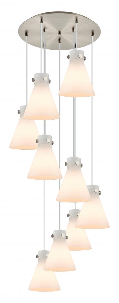 Newton Cone - 9 Light - 22 inch - Brushed Satin Nickel - Multi Pendant