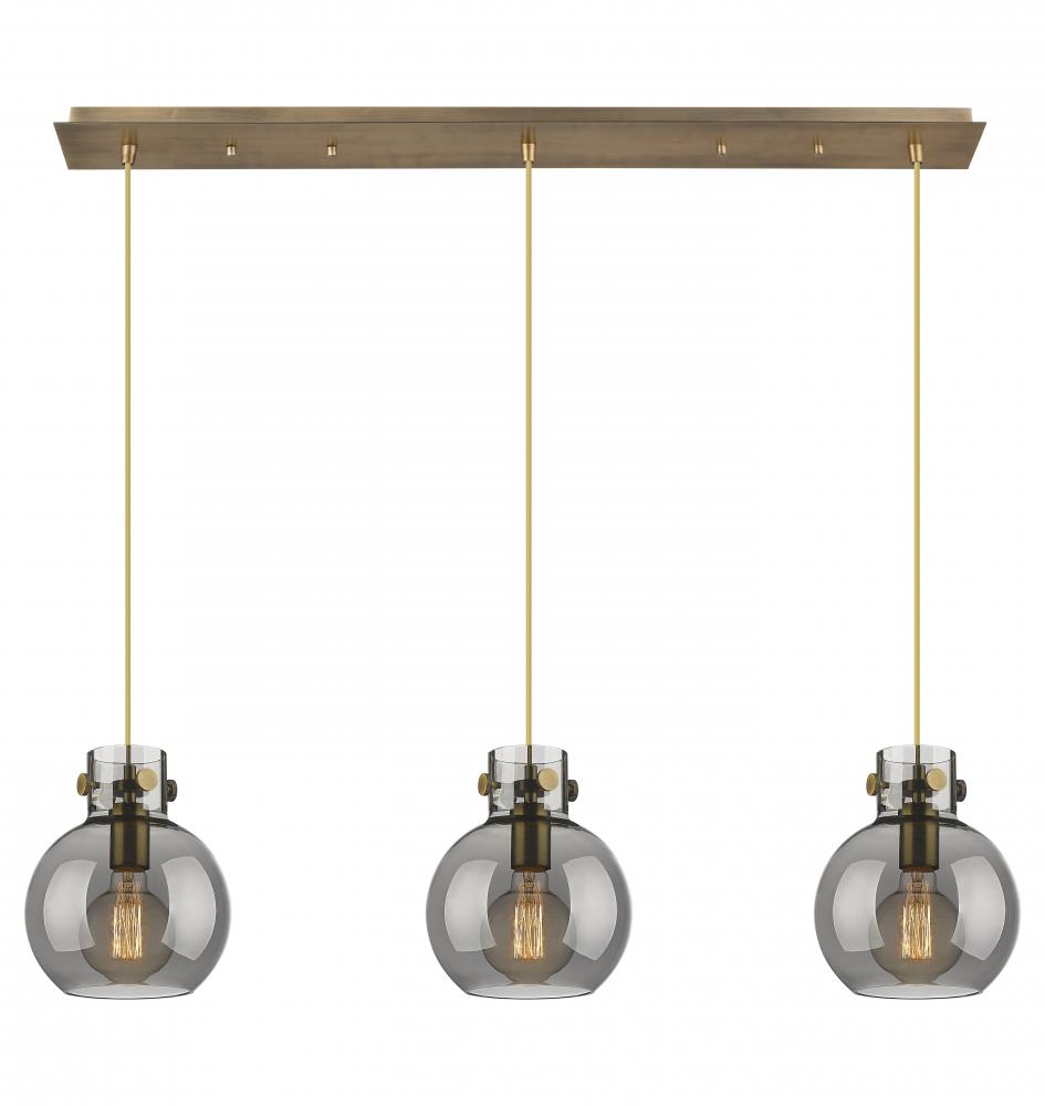 Newton Sphere - 3 Light - 40 inch - Brushed Brass - Cord hung - Linear Pendant