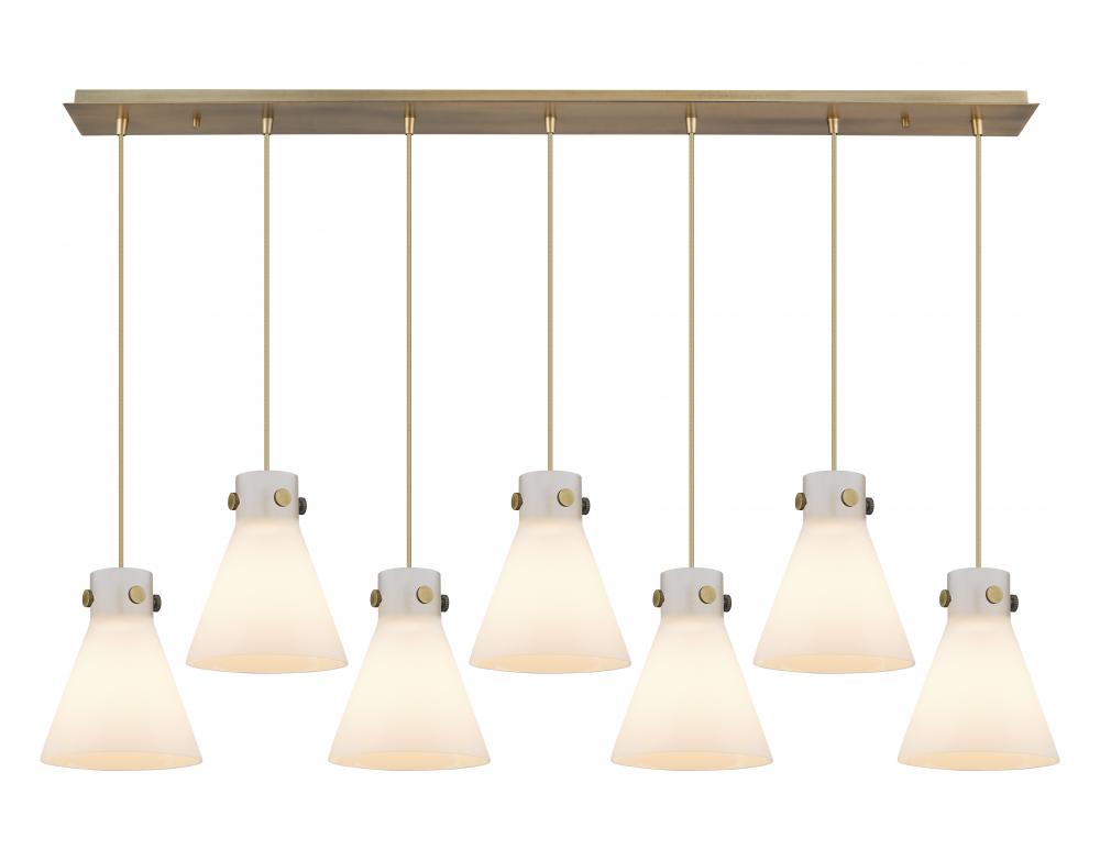 Newton Cone - 7 Light - 52 inch - Brushed Brass - Linear Pendant