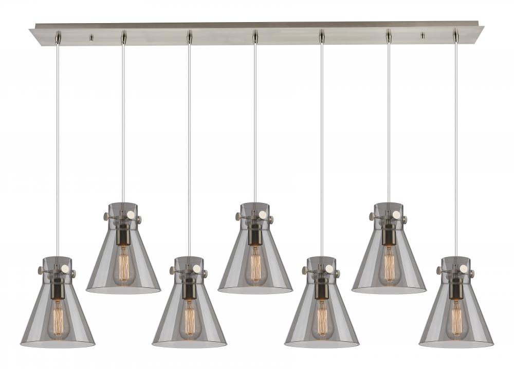 Newton Cone - 7 Light - 52 inch - Brushed Satin Nickel - Linear Pendant