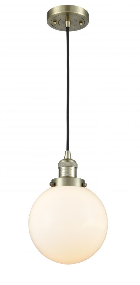 Beacon - 1 Light - 8 inch - Antique Brass - Cord hung - Mini Pendant