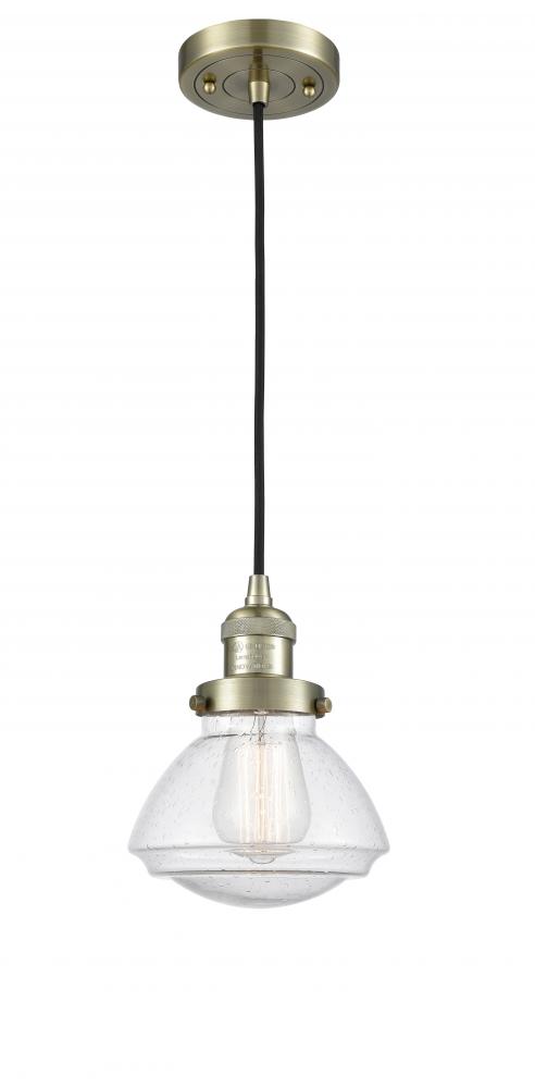 Olean - 1 Light - 7 inch - Antique Brass - Cord hung - Mini Pendant