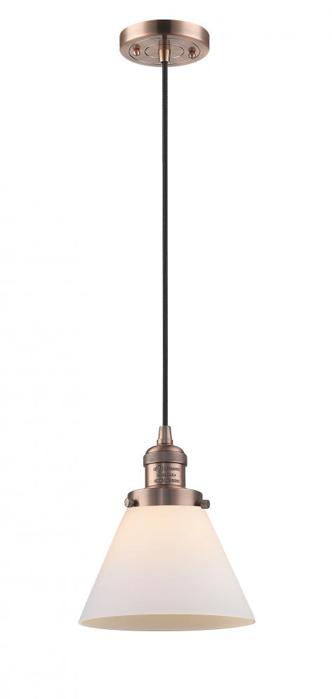 Cone - 1 Light - 8 inch - Antique Copper - Cord hung - Mini Pendant