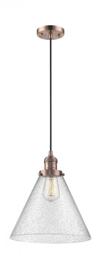 Cone - 1 Light - 12 inch - Antique Copper - Cord hung - Mini Pendant