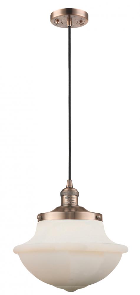 Oxford - 1 Light - 12 inch - Antique Copper - Cord hung - Mini Pendant