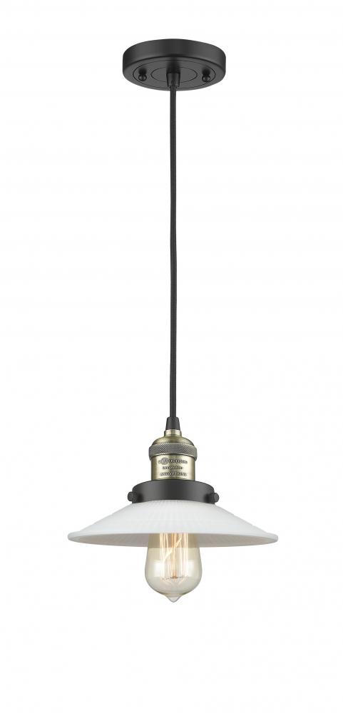 Halophane - 1 Light - 9 inch - Black Antique Brass - Cord hung - Mini Pendant