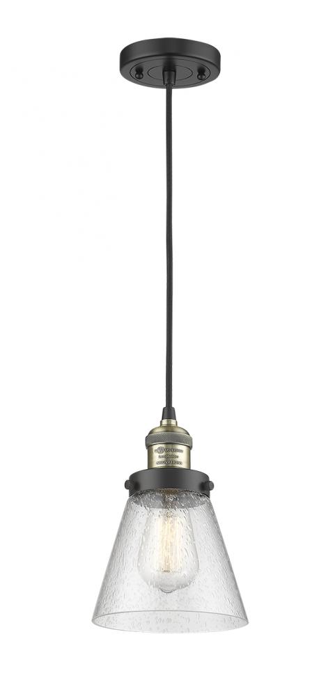 Cone - 1 Light - 8 inch - Black Antique Brass - Cord hung - Mini Pendant