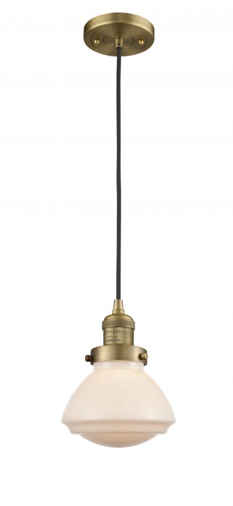 Olean - 1 Light - 7 inch - Brushed Brass - Cord hung - Mini Pendant