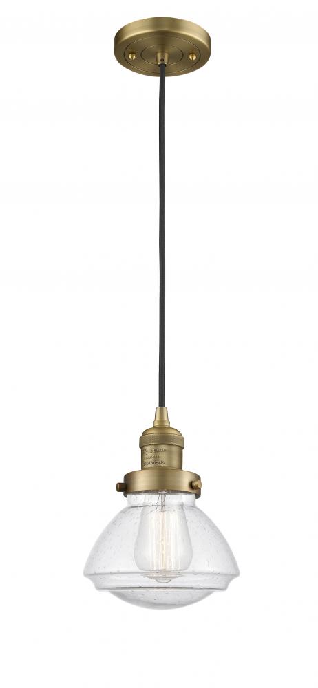 Olean - 1 Light - 7 inch - Brushed Brass - Cord hung - Mini Pendant