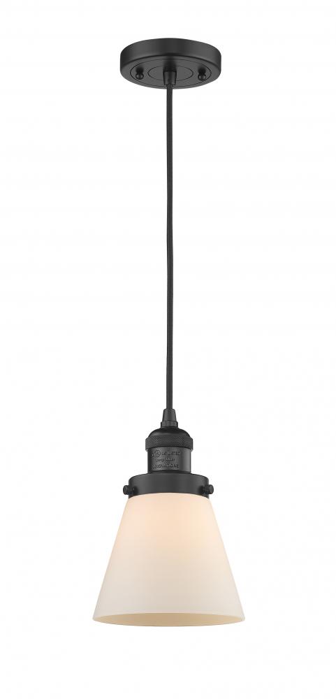 Cone - 1 Light - 6 inch - Matte Black - Cord hung - Mini Pendant